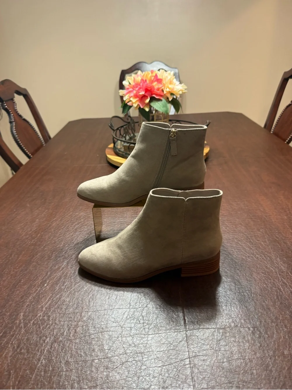 J. Crew Taupe Suede Ankle Booties with Side Zip